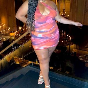 Crossover Ruched Mesh Mini Dress